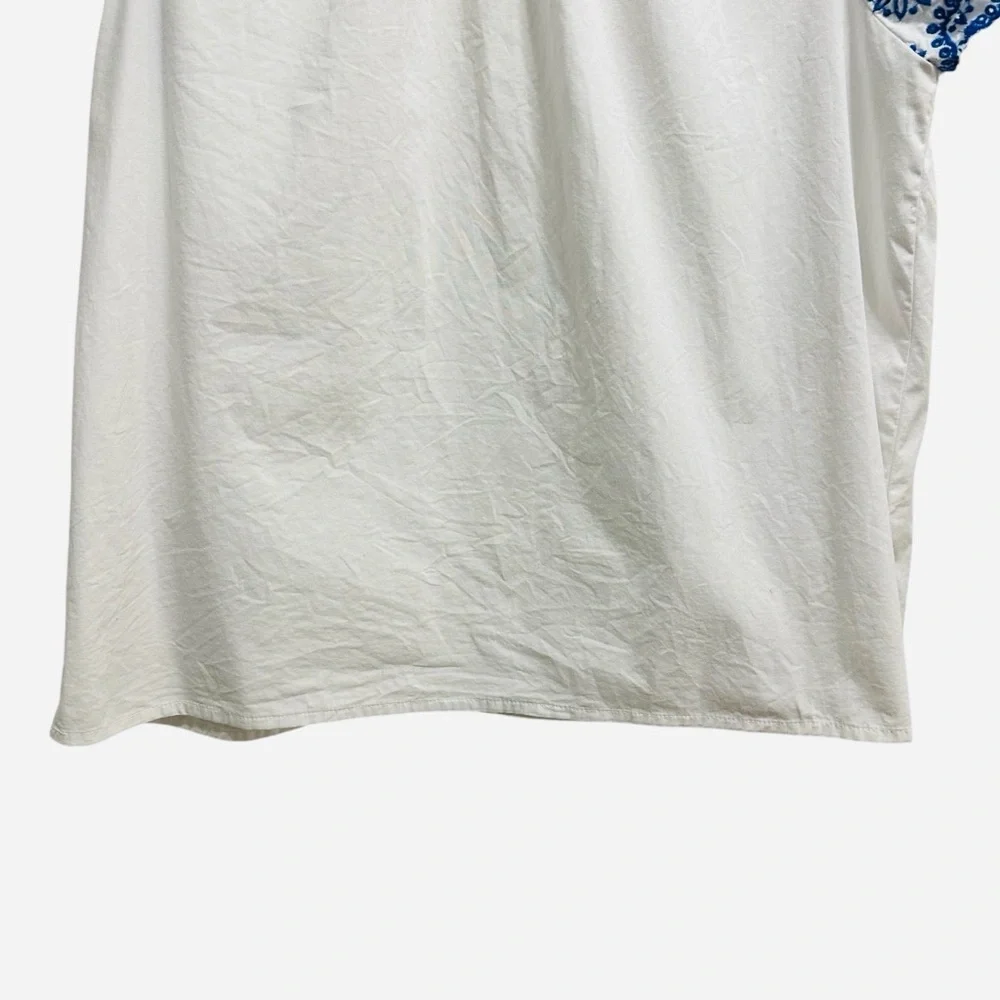 J. Crew embroidered flutter sleeve top white with blue scalloped sleeves Small - Picture 8 of 12